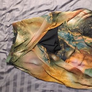 Galaxy wrap skirt with shorts